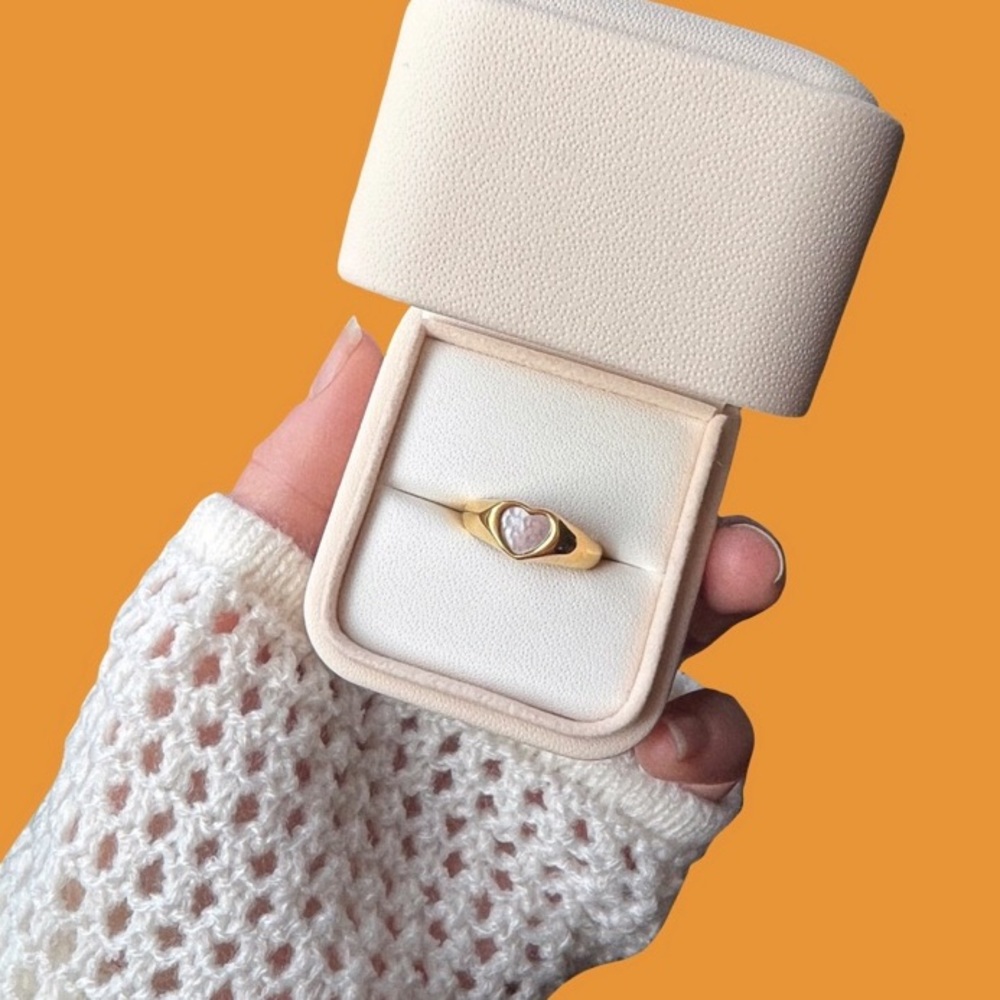 18k Gold Plated Milky Heart Ring